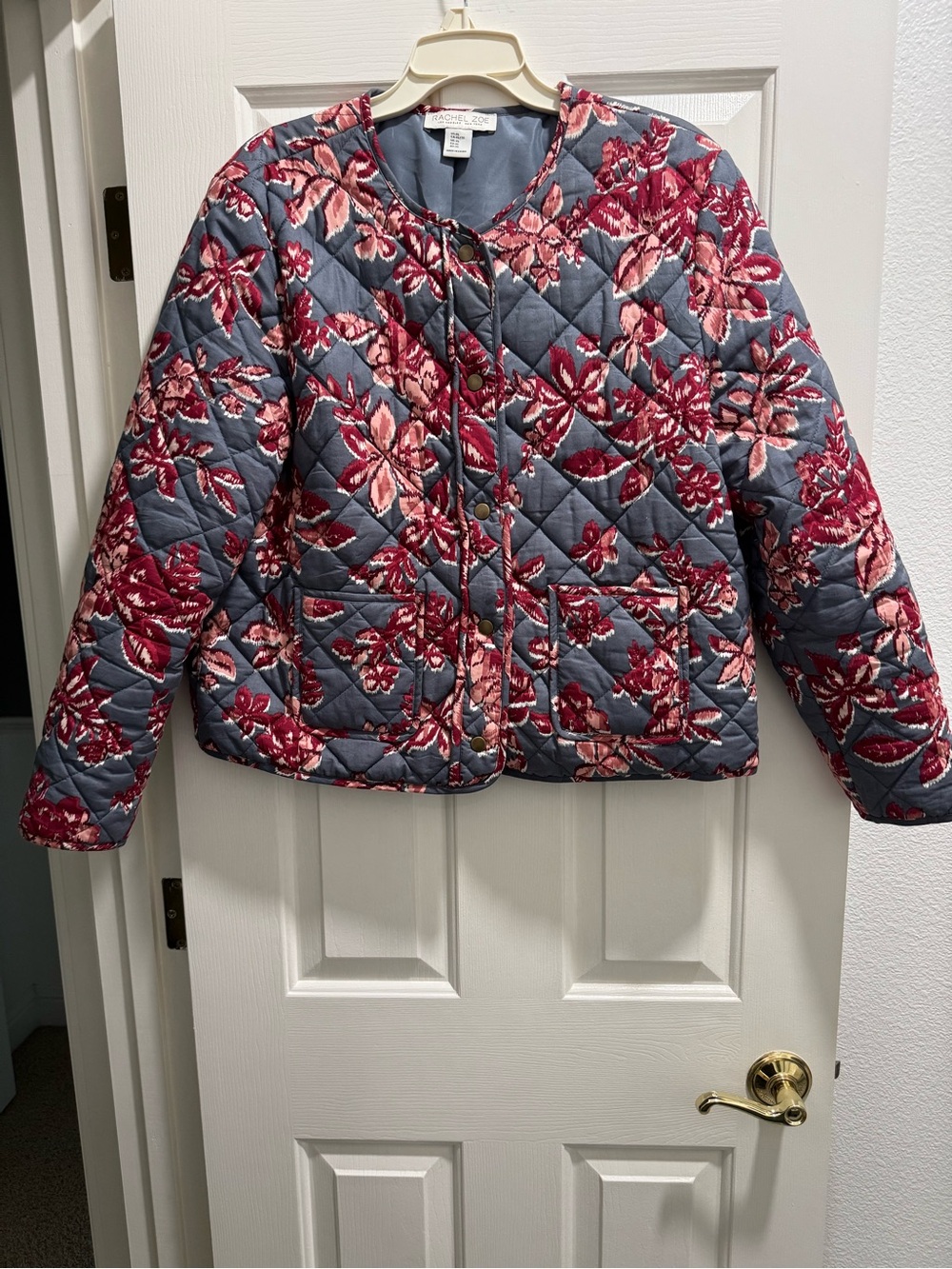 Rachel Zoe Floral Quilted Snap Front Jacket Boho Cottage core, XL